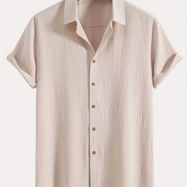 Men's Shirt Top, Solid Color Lapel Short Sleeve Closure Summer Male Casual Button Up Shirt For Daily Business Formal Shirts For Men Men's Shirt Top, Solid Color Lapel Short Sleeve Closure Summer Male Casual Button Up Shirt For Daily Business Formal Shirts For Men