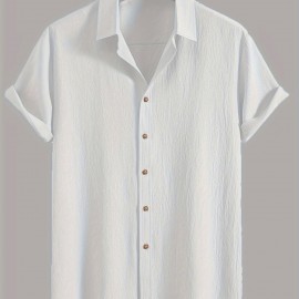 Men's Shirt Top, Solid Color Lapel Short Sleeve Closure Summer Male Casual Button Up Shirt For Daily Business Formal Shirts For Men Men's Shirt Top, Solid Color Lapel Short Sleeve Closure Summer Male Casual Button Up Shirt For Daily Business Formal Shirts For Men