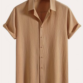 Men's Shirt Top, Solid Color Lapel Short Sleeve Closure Summer Male Casual Button Up Shirt For Daily Business Formal Shirts For Men Men's Shirt Top, Solid Color Lapel Short Sleeve Closure Summer Male Casual Button Up Shirt For Daily Business Formal Shirts For Men