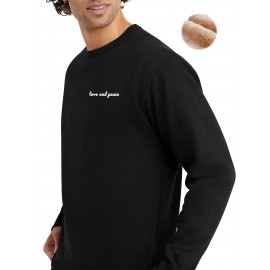 Love And Peace Print Trendy Sweatshirt, Men's Casual Graphic Design Crew Neck Pullover Sweatshirt For Men Fall Winter Love And Peace Print Trendy Sweatshirt, Men's Casual Graphic Design Crew Neck Pullover Sweatshirt For Men Fall Winter