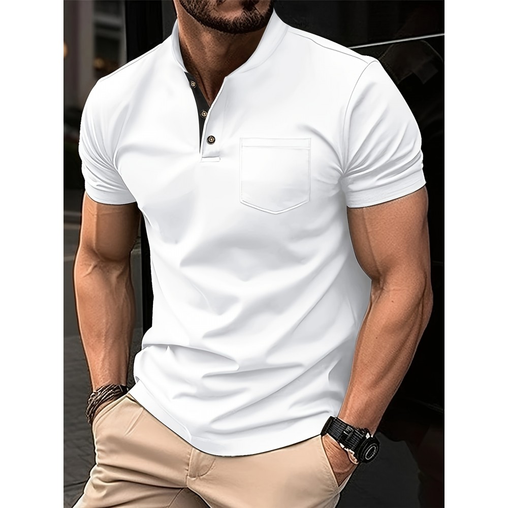 Breathable Regular Fit Golf Shirt, Men's Casual V-Neck T-Shirt Short Sleeve For Summer, Men's Clothing Breathable Regular Fit Golf Shirt, Men's Casual V-Neck T-Shirt Short Sleeve For Summer, Men's Clothing