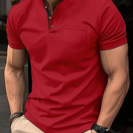 Breathable Regular Fit Golf Shirt, Men's Casual V-Neck T-Shirt Short Sleeve For Summer, Men's Clothing Breathable Regular Fit Golf Shirt, Men's Casual V-Neck T-Shirt Short Sleeve For Summer, Men's Clothing