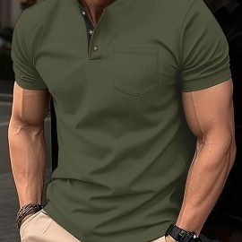 Breathable Regular Fit Golf Shirt, Men's Casual V-Neck T-Shirt Short Sleeve For Summer, Men's Clothing Breathable Regular Fit Golf Shirt, Men's Casual V-Neck T-Shirt Short Sleeve For Summer, Men's Clothing