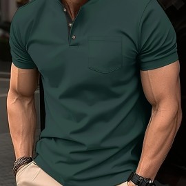 Breathable Regular Fit Golf Shirt, Men's Casual V-Neck T-Shirt Short Sleeve For Summer, Men's Clothing Breathable Regular Fit Golf Shirt, Men's Casual V-Neck T-Shirt Short Sleeve For Summer, Men's Clothing