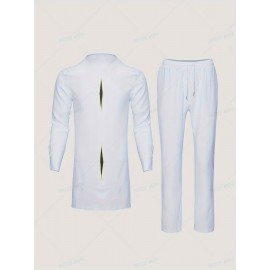 Men's Outfit Set, Crew Neck Long Sleeve Robe And Drawstring Trousers, 2 In 1 Set For Cultural Activities In African Men's Outfit Set, Crew Neck Long Sleeve Robe And Drawstring Trousers, 2 In 1 Set For Cultural Activities In African