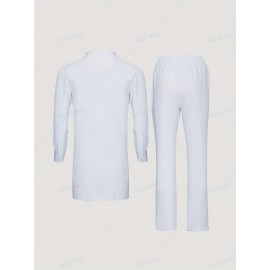 Men's Outfit Set, Crew Neck Long Sleeve Robe And Drawstring Trousers, 2 In 1 Set For Cultural Activities In African Men's Outfit Set, Crew Neck Long Sleeve Robe And Drawstring Trousers, 2 In 1 Set For Cultural Activities In African