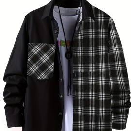 Plaid Pattern Men's Casual Thin Long Sleeve Color Block Button Up Shirt With Chest Pocket, Male Clothes For Summer Spring And Fall Plaid Pattern Men's Casual Thin Long Sleeve Color Block Button Up Shirt With Chest Pocket, Male Clothes For Summer Spring And Fall