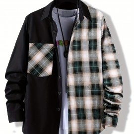 Plaid Pattern Men's Casual Thin Long Sleeve Color Block Button Up Shirt With Chest Pocket, Male Clothes For Summer Spring And Fall Plaid Pattern Men's Casual Thin Long Sleeve Color Block Button Up Shirt With Chest Pocket, Male Clothes For Summer Spring And Fall