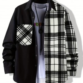 Plaid Pattern Men's Casual Thin Long Sleeve Color Block Button Up Shirt With Chest Pocket, Male Clothes For Summer Spring And Fall Plaid Pattern Men's Casual Thin Long Sleeve Color Block Button Up Shirt With Chest Pocket, Male Clothes For Summer Spring And Fall