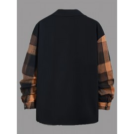 Men's Plaid Long Sleeve Turndown Collar Shirt, Trendy Comfy Shirt For Spring Autumn Men's Plaid Long Sleeve Turndown Collar Shirt, Trendy Comfy Shirt For Spring Autumn