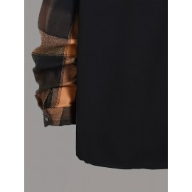 Men's Plaid Long Sleeve Turndown Collar Shirt, Trendy Comfy Shirt For Spring Autumn Men's Plaid Long Sleeve Turndown Collar Shirt, Trendy Comfy Shirt For Spring Autumn