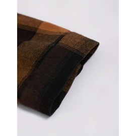 Men's Plaid Long Sleeve Turndown Collar Shirt, Trendy Comfy Shirt For Spring Autumn Men's Plaid Long Sleeve Turndown Collar Shirt, Trendy Comfy Shirt For Spring Autumn