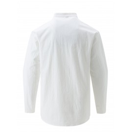 Retro Style Men's Casual Solid Long Sleeve Shirt, Men's Clothes For Spring Summer Autumn, Tops For Men Retro Style Men's Casual Solid Long Sleeve Shirt, Men's Clothes For Spring Summer Autumn, Tops For Men