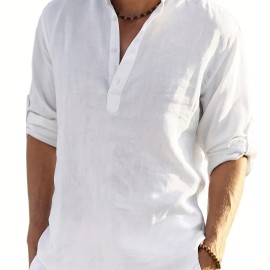 Men's Henley Shirt Long Sleeve Hippie Shirts Casual Beach T-Shirt Men's Henley Shirt Long Sleeve Hippie Shirts Casual Beach T-Shirt