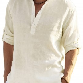 Men's Henley Shirt Long Sleeve Hippie Shirts Casual Beach T-Shirt Men's Henley Shirt Long Sleeve Hippie Shirts Casual Beach T-Shirt