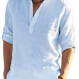 Men's Henley Shirt Long Sleeve Hippie Shirts Casual Beach T-Shirt Men's Henley Shirt Long Sleeve Hippie Shirts Casual Beach T-Shirt