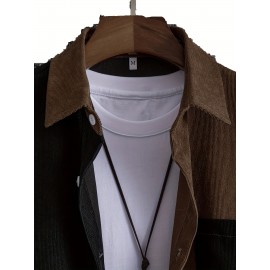 Men's Trendy Splicing Casual Short Sleeve Shirt With Chest Pocket, Men's Shirt For Summer Vacation Resort, Tops For Men, Gift For Men Men's Trendy Splicing Casual Short Sleeve Shirt With Chest Pocket, Men's Shirt For Summer Vacation Resort, Tops For Men, Gift For Men