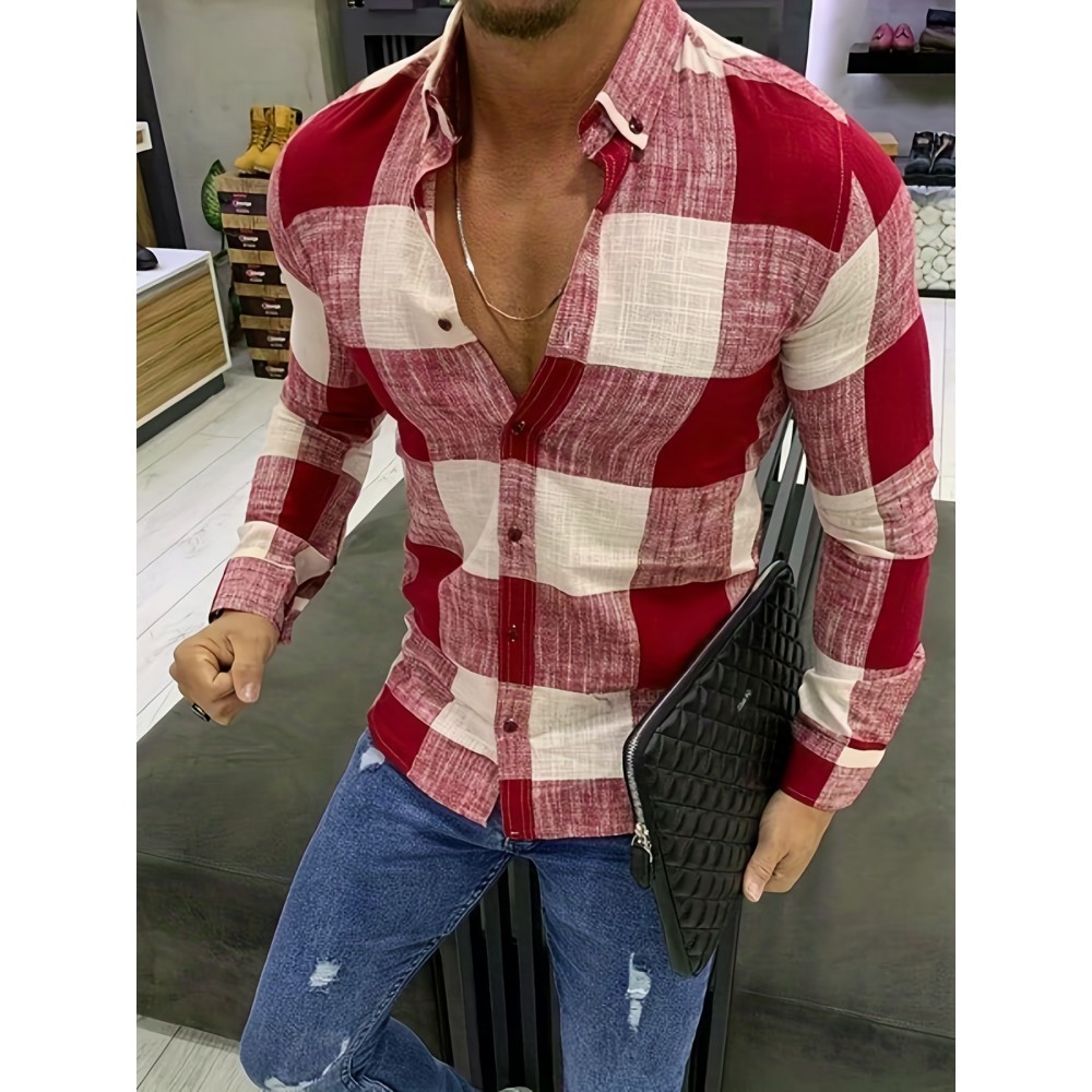 Cotton Blend Men's Shirt Top Turn-Down Collar Long Sleeve Closure Male Casual Shirt For Daily Vacation Beach Cotton Blend Men's Shirt Top Turn-Down Collar Long Sleeve Closure Male Casual Shirt For Daily Vacation Beach
