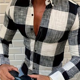 Cotton Blend Men's Shirt Top Turn-Down Collar Long Sleeve Closure Male Casual Shirt For Daily Vacation Beach Cotton Blend Men's Shirt Top Turn-Down Collar Long Sleeve Closure Male Casual Shirt For Daily Vacation Beach