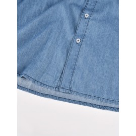 Men's Casual Button Up Long Sleeve Denim Shirt With Chest Pockets, Men's Clothes For Spring Summer Autumn, Tops For Men Men's Casual Button Up Long Sleeve Denim Shirt With Chest Pockets, Men's Clothes For Spring Summer Autumn, Tops For Men