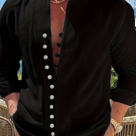 Men's Casual Solid Button Up Long Sleeve Shirt, Men's Clothes For Spring Summer Autumn, Tops For Men Men's Casual Solid Button Up Long Sleeve Shirt, Men's Clothes For Spring Summer Autumn, Tops For Men