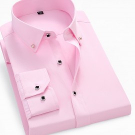 Men's Stylish Solid Shirt, Casual Breathable Lapel Button Up Short Sleeve Shirt Top For Business Activities Men's Stylish Solid Shirt, Casual Breathable Lapel Button Up Short Sleeve Shirt Top For Business Activities